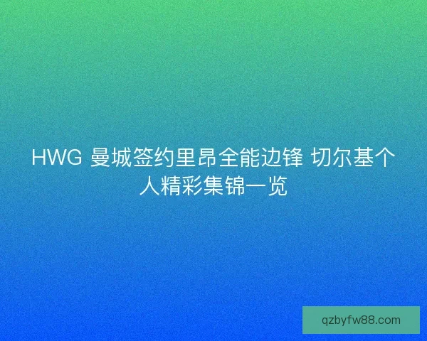 HWG 曼城签约里昂全能边锋 切尔基个人精彩集锦一览