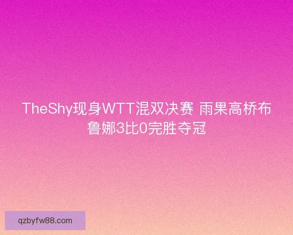 TheShy现身WTT混双决赛 雨果高桥布鲁娜3比0完胜夺冠